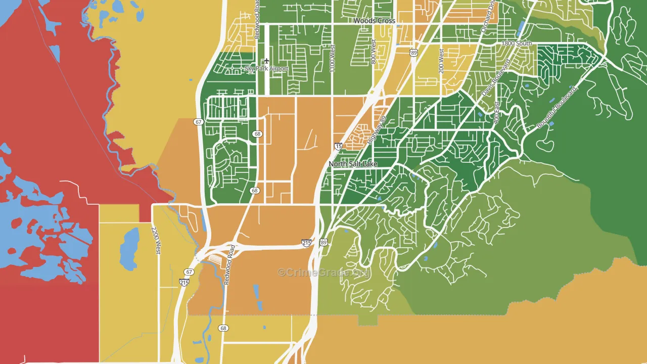 North Salt Lake, UT Map of Vehicle Theft Rates