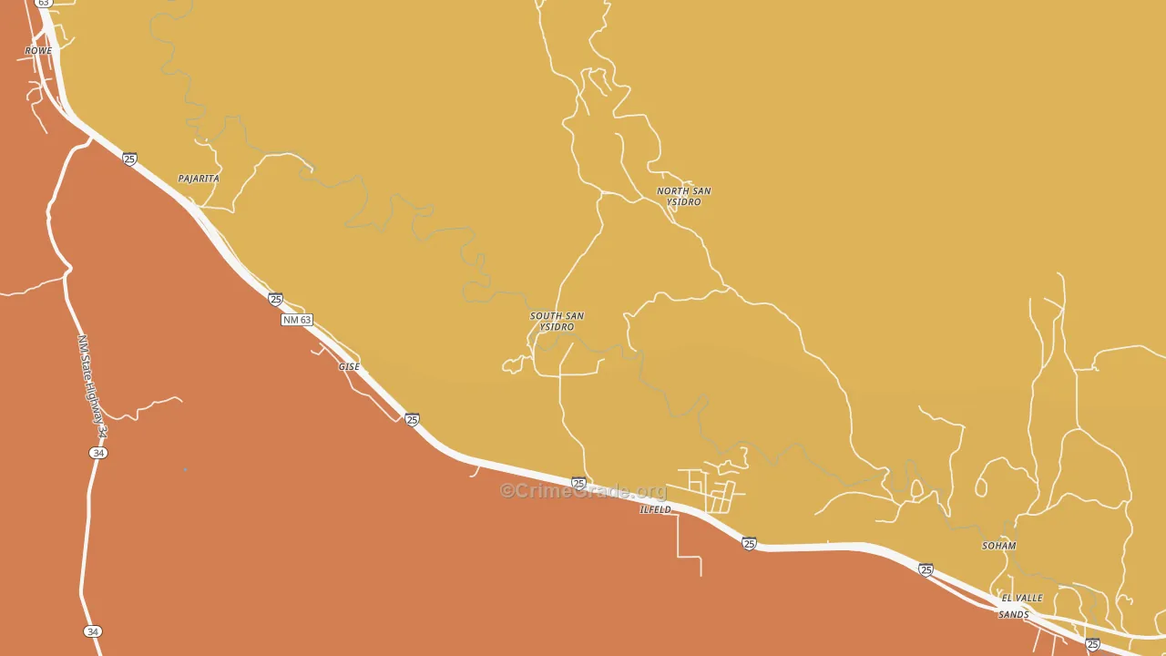 North San Ysidro, NM Map of Vehicle Theft Rates