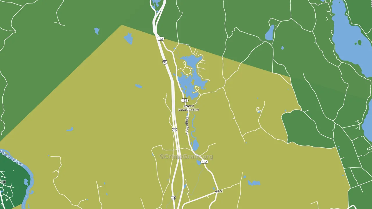 North Sanbornton, NH Map of Vehicle Theft Rates