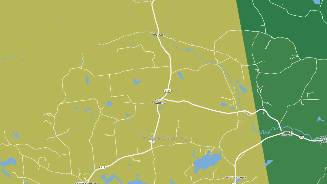 North Sandwich, NH Map of Vehicle Theft Rates