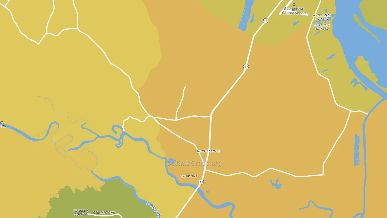 North Santee, SC Map of Vehicle Theft Rates