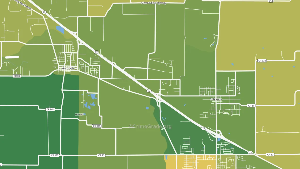 North Santiam, OR Map of Vehicle Theft Rates
