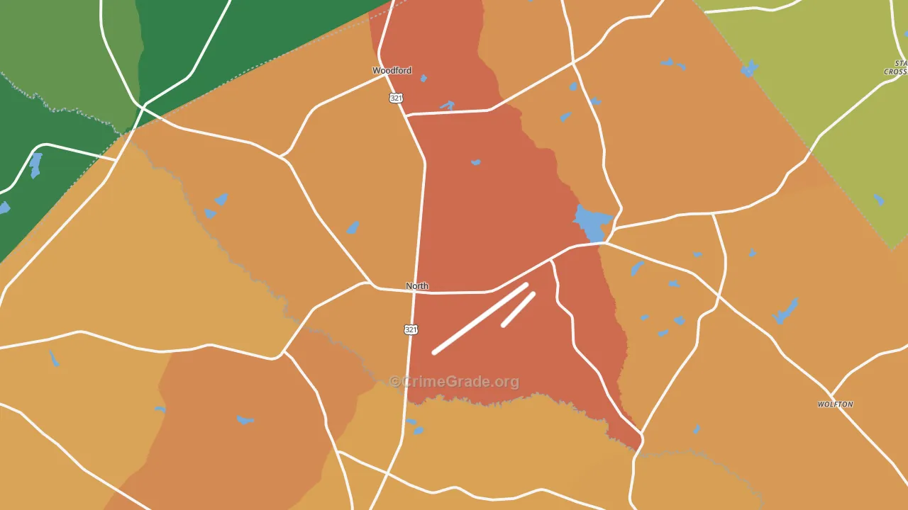 North, SC Map of Vehicle Theft Rates