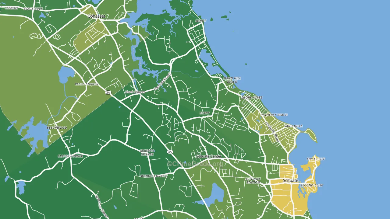 North Scituate, MA Map of Vehicle Theft Rates