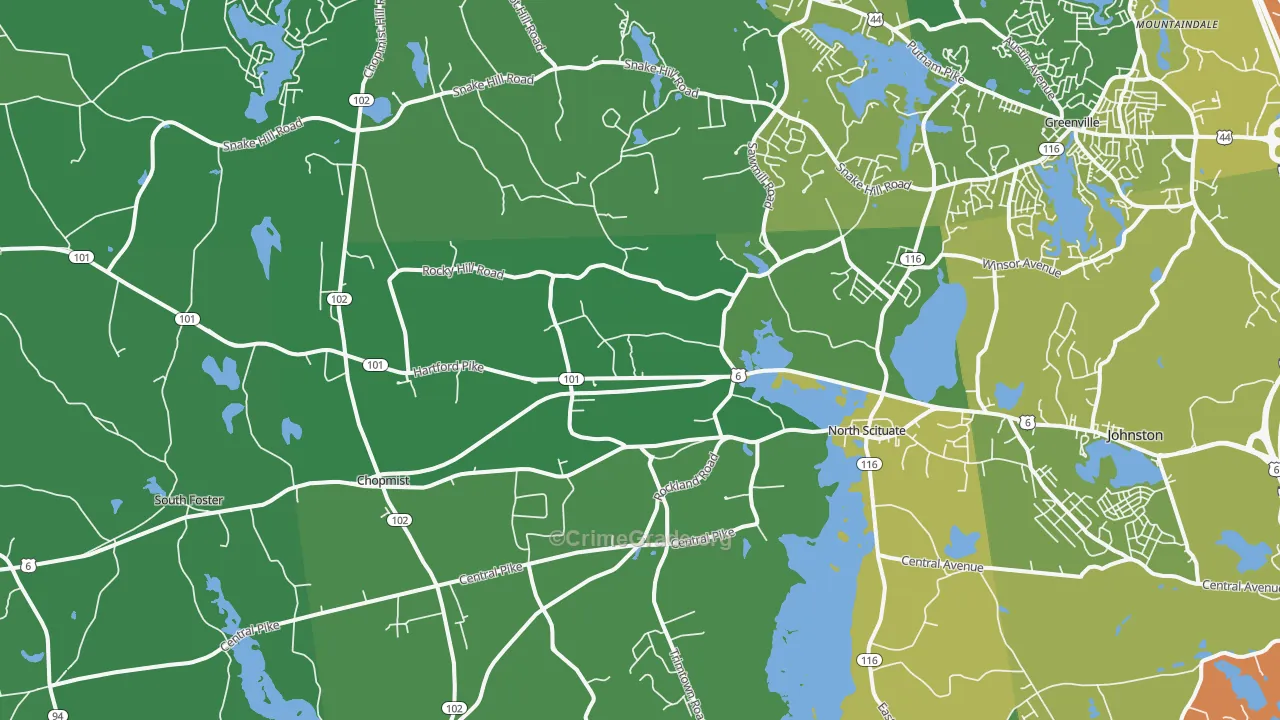 North Scituate, RI Map of Vehicle Theft Rates