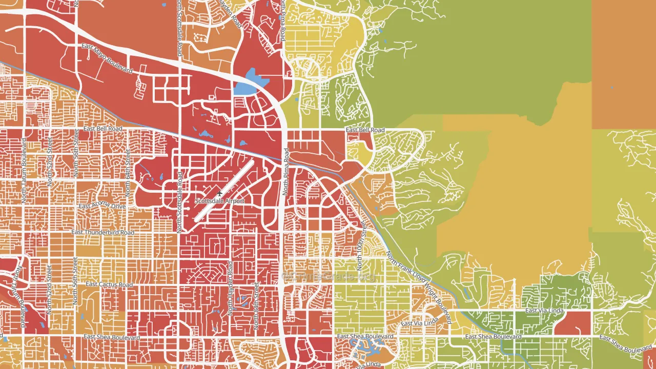 North Scottsdale, Scottsdale, AZ Map of Vehicle Theft Rates