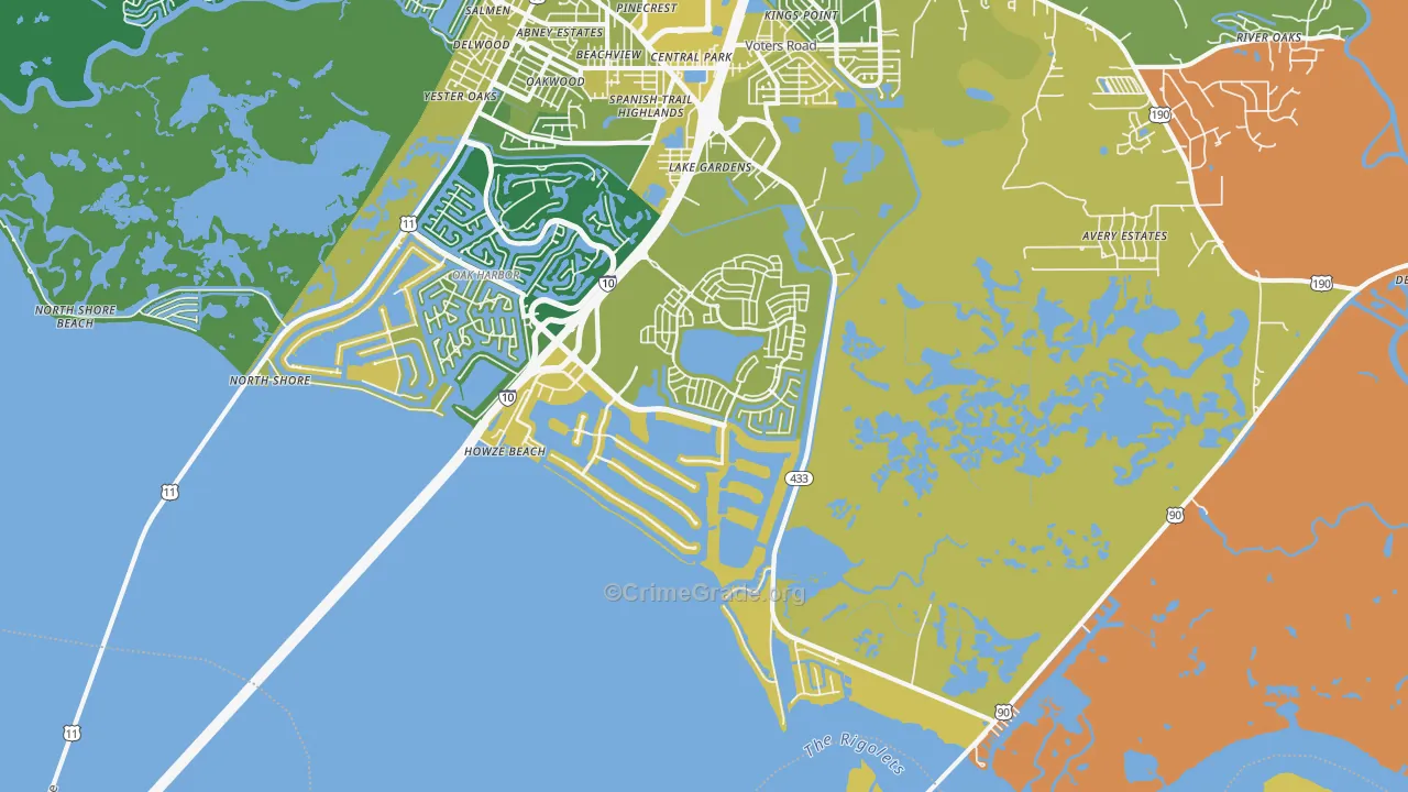 North Shore, LA Map of Vehicle Theft Rates