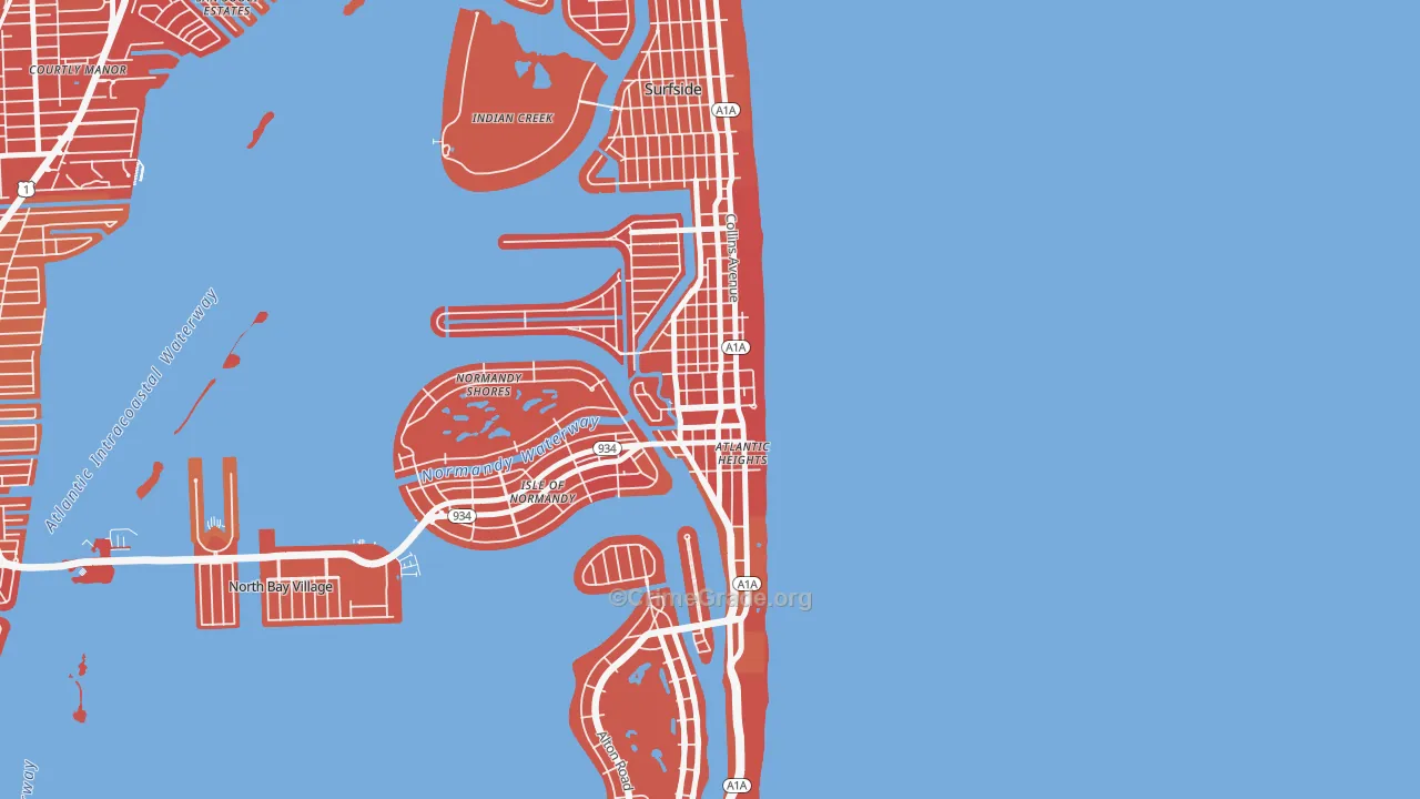 North Shores, North Bay Village, FL Map of Vehicle Theft Rates