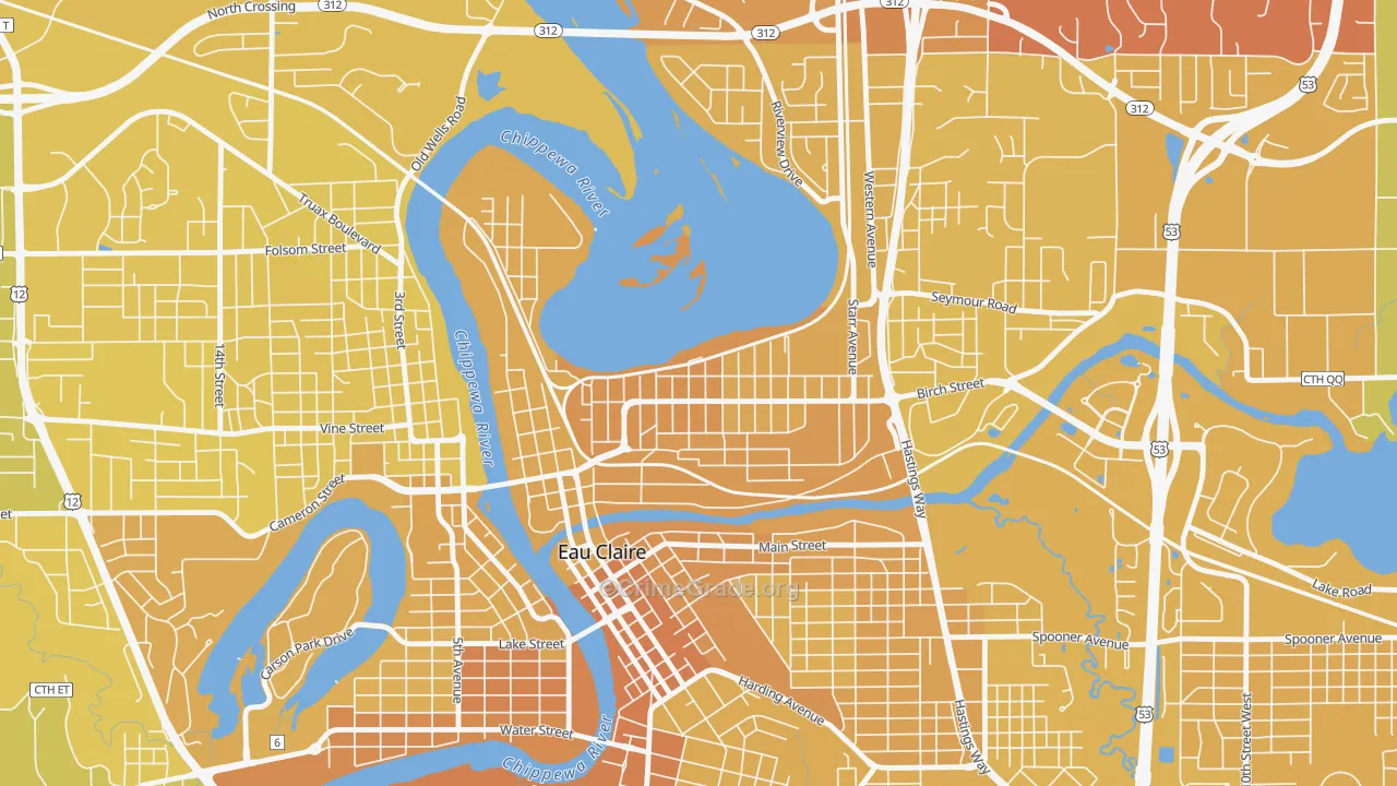 North Side Hill, Eau Claire, WI Map of Vehicle Theft Rates