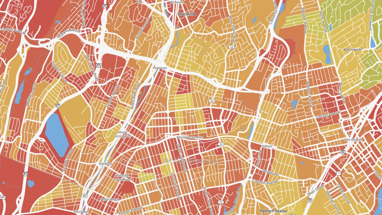 North Side, Mount Vernon, NY Map of Vehicle Theft Rates