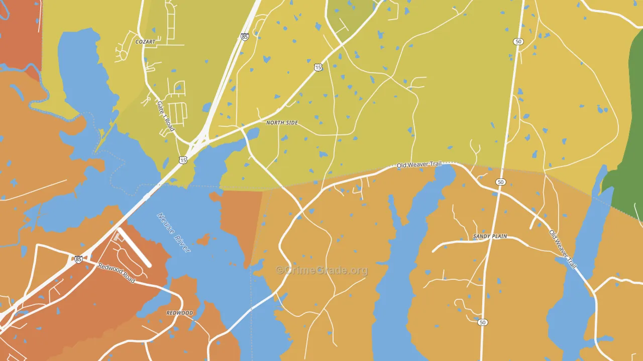 North Side, NC Map of Vehicle Theft Rates