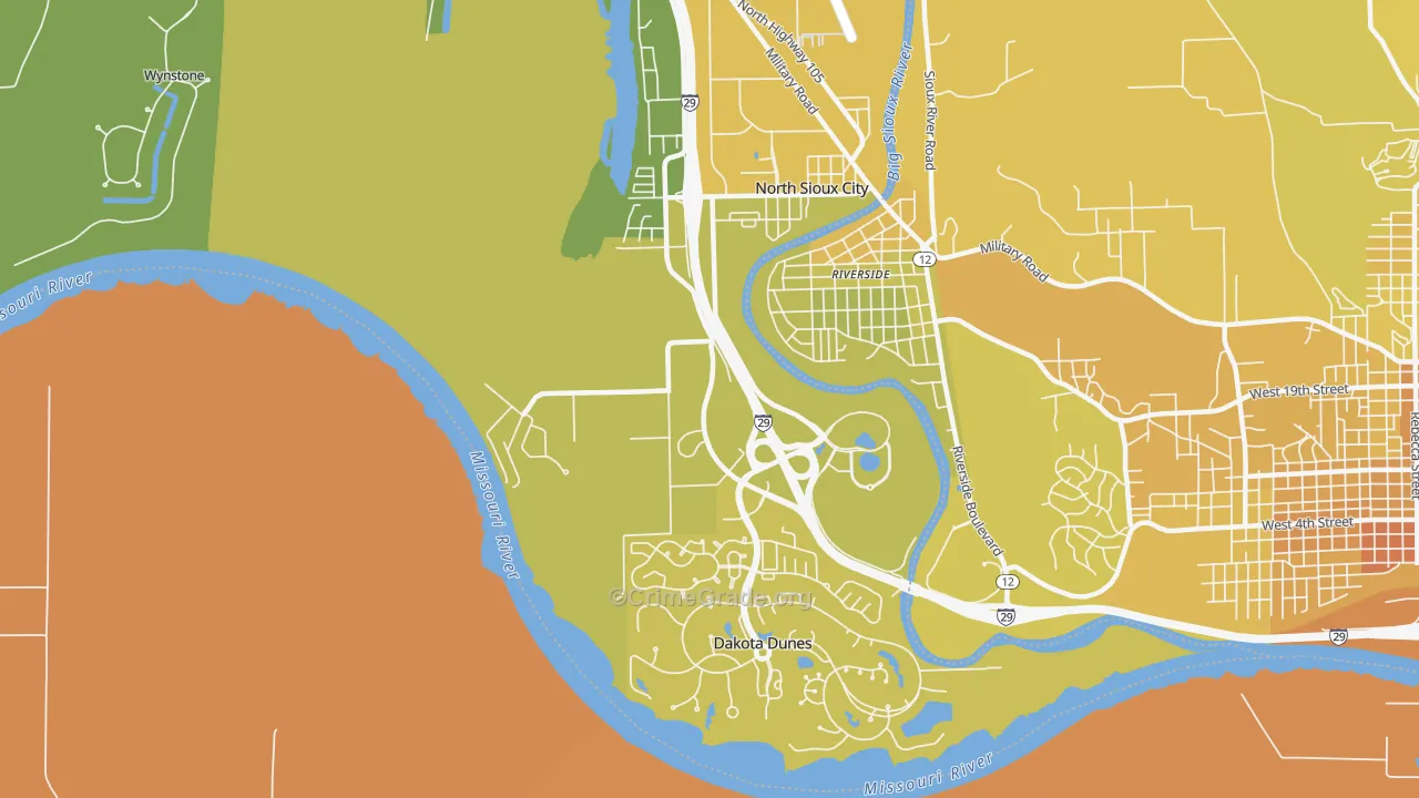 North Sioux City, SD Map of Vehicle Theft Rates