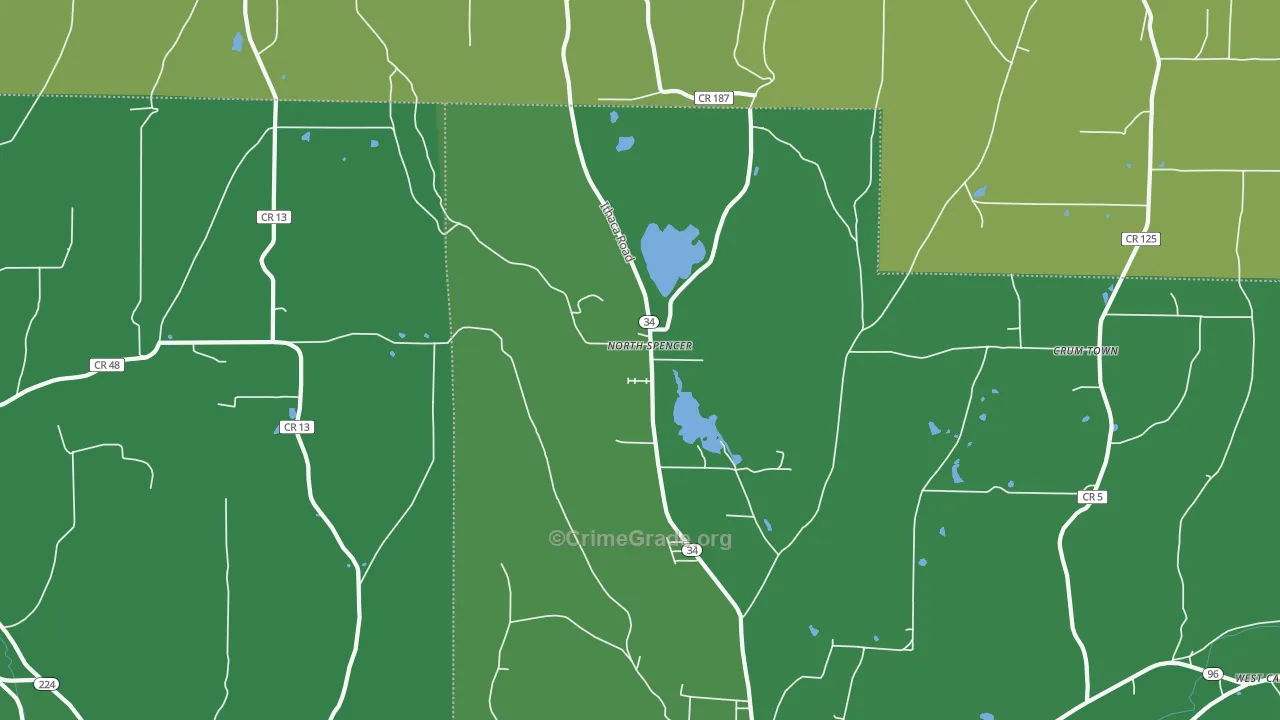 North Spencer, NY Map of Vehicle Theft Rates