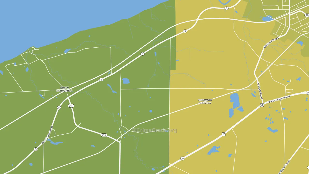 North Springfield, PA Map of Vehicle Theft Rates