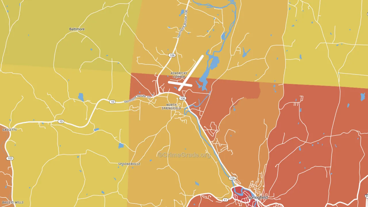 North Springfield, VT Map of Vehicle Theft Rates