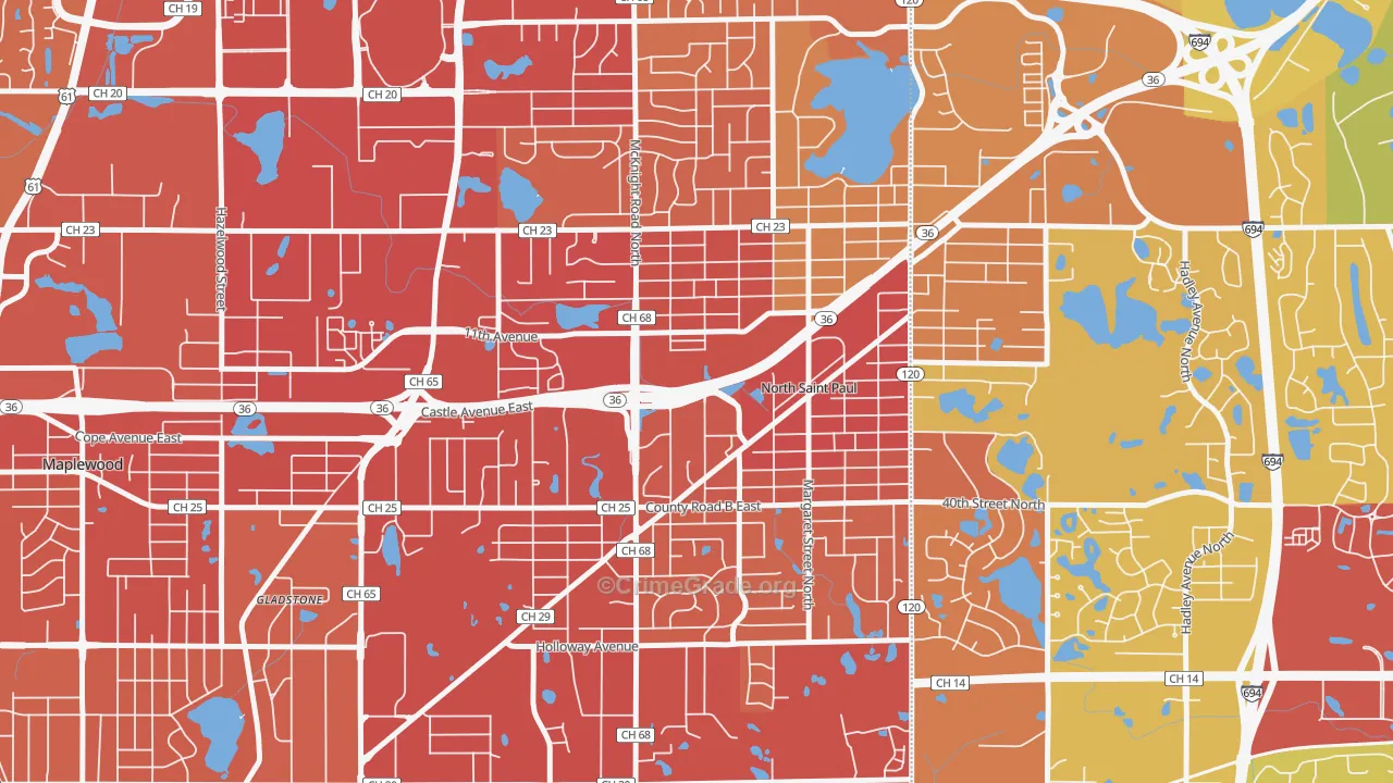 North St. Paul, MN Map of Vehicle Theft Rates