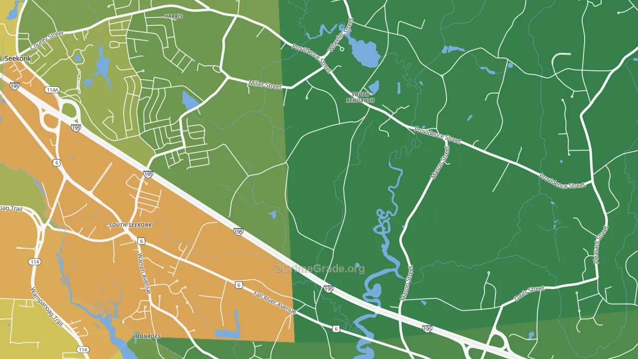 North Swansea, MA Map of Vehicle Theft Rates
