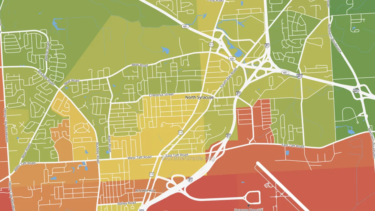 North Syracuse, NY Map of Vehicle Theft Rates