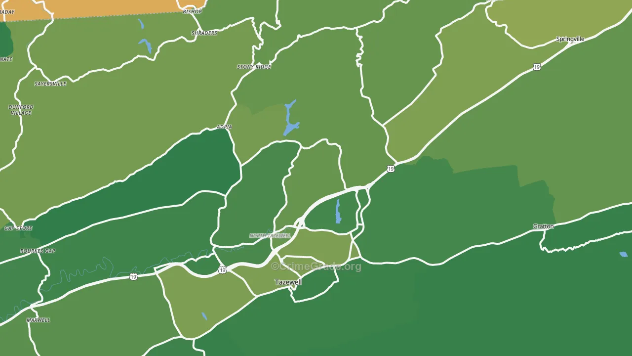 North Tazewell, VA Map of Vehicle Theft Rates