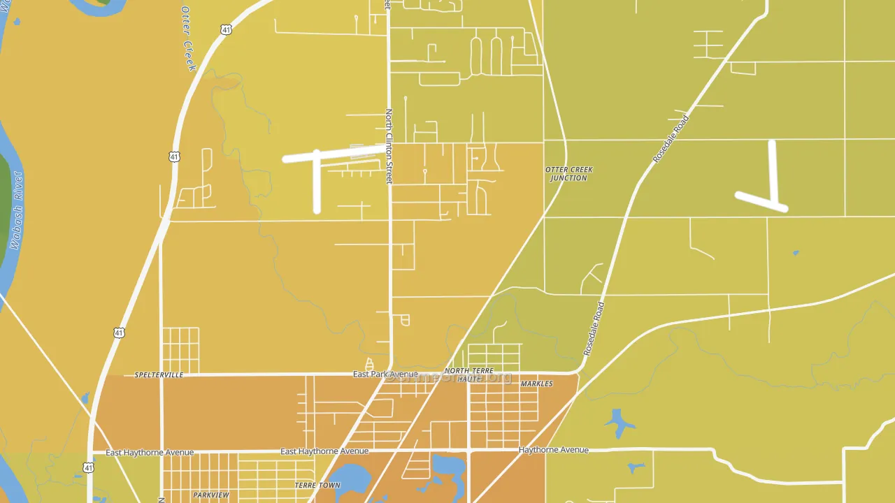 North Terre Haute, IN Map of Vehicle Theft Rates