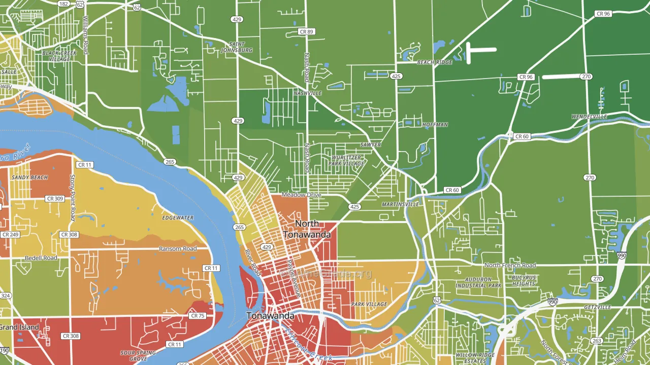 North Tonawanda, NY Map of Vehicle Theft Rates