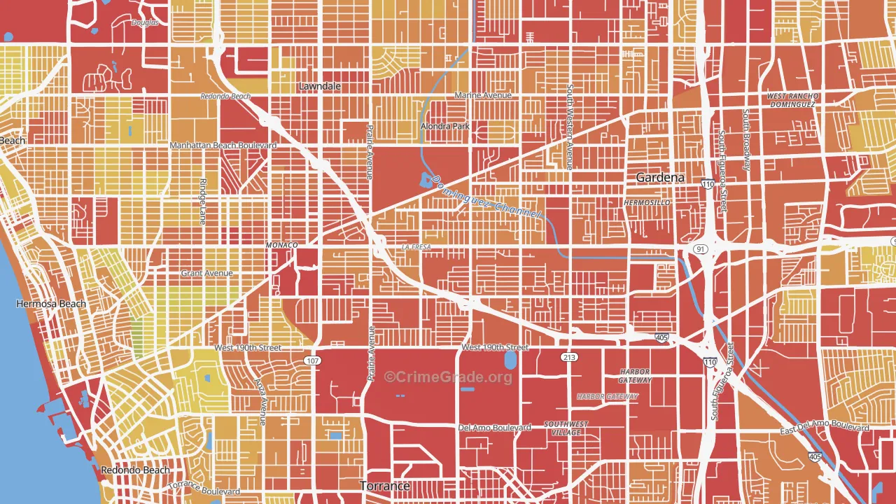 North Torrance, Torrance, CA Map of Vehicle Theft Rates