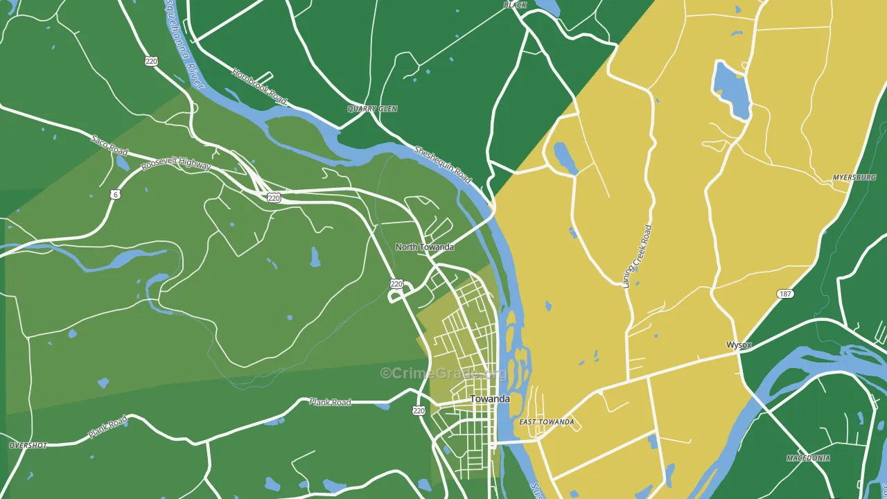 North Towanda, PA Map of Vehicle Theft Rates