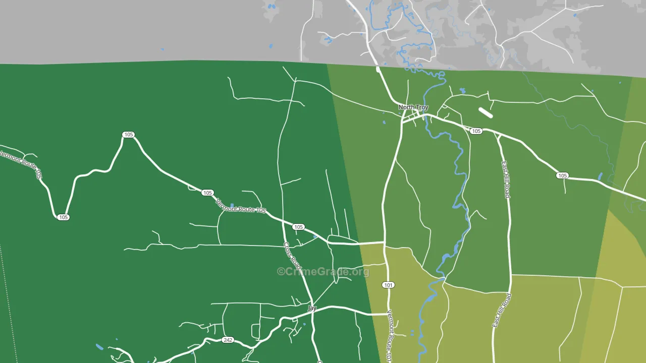 North Troy, VT Map of Vehicle Theft Rates