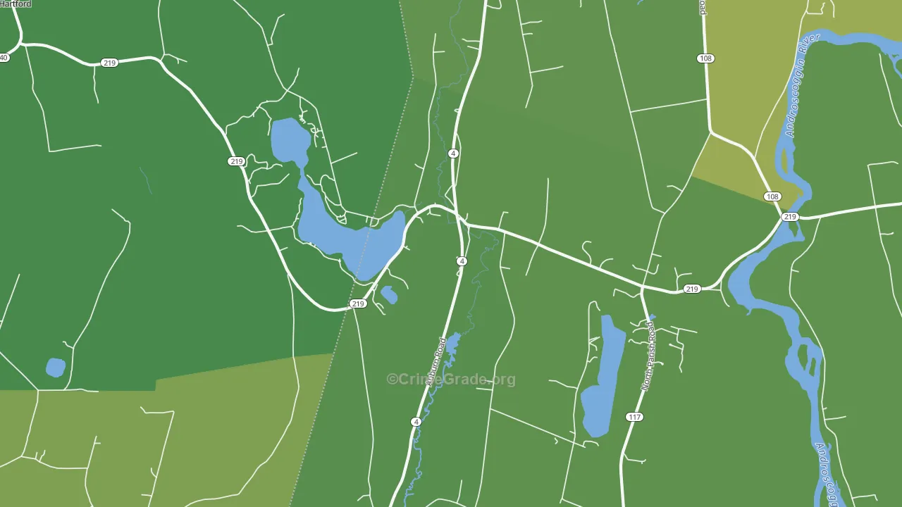 North Turner, ME Map of Vehicle Theft Rates