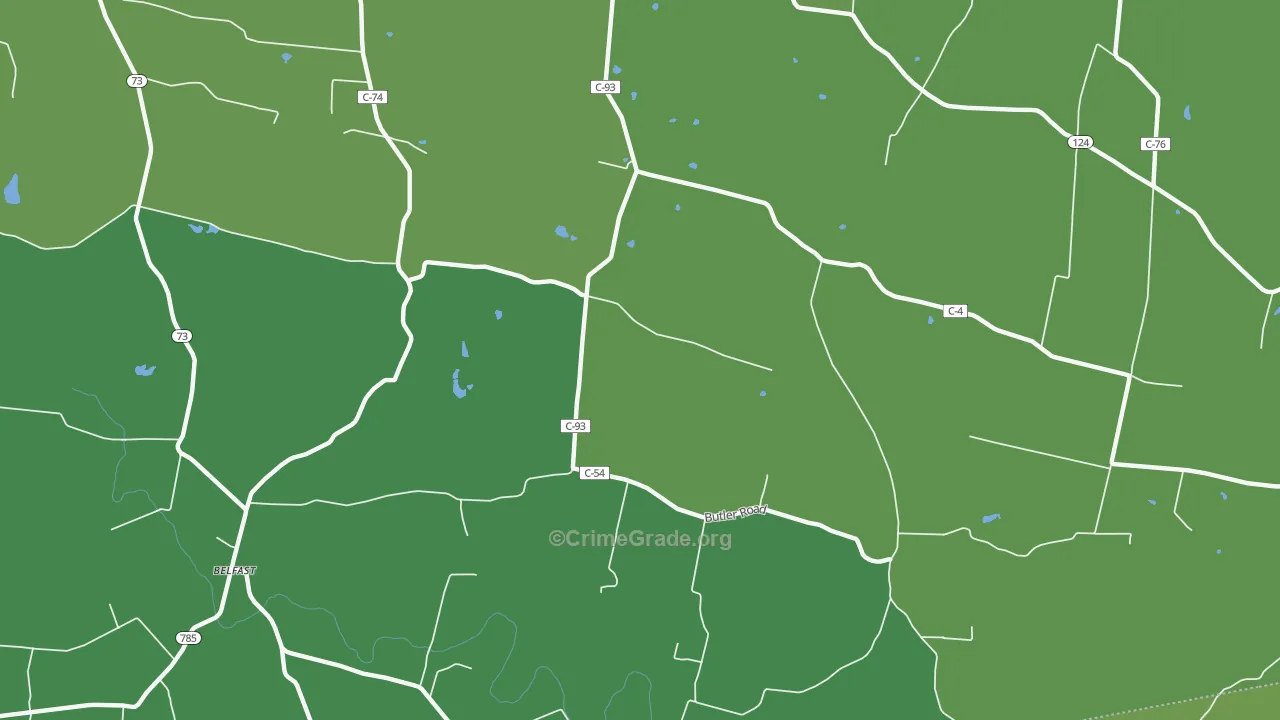 North Uniontown, OH Map of Vehicle Theft Rates