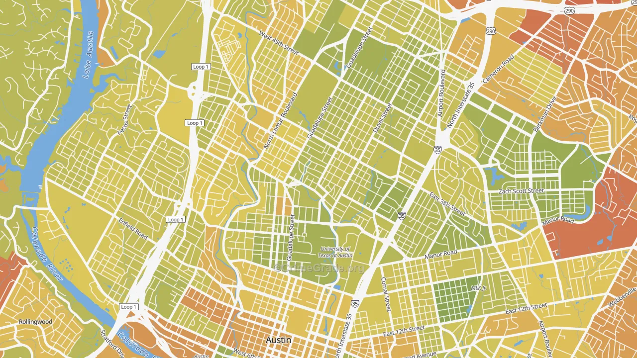 North University, Austin, TX Map of Vehicle Theft Rates