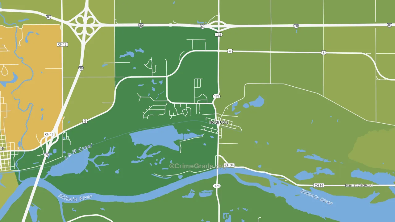 North Utica, IL Map of Vehicle Theft Rates