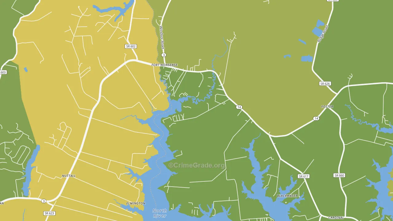North, VA Map of Vehicle Theft Rates
