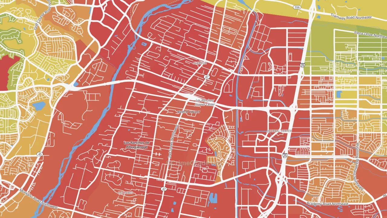 North Valley, NM Map of Vehicle Theft Rates