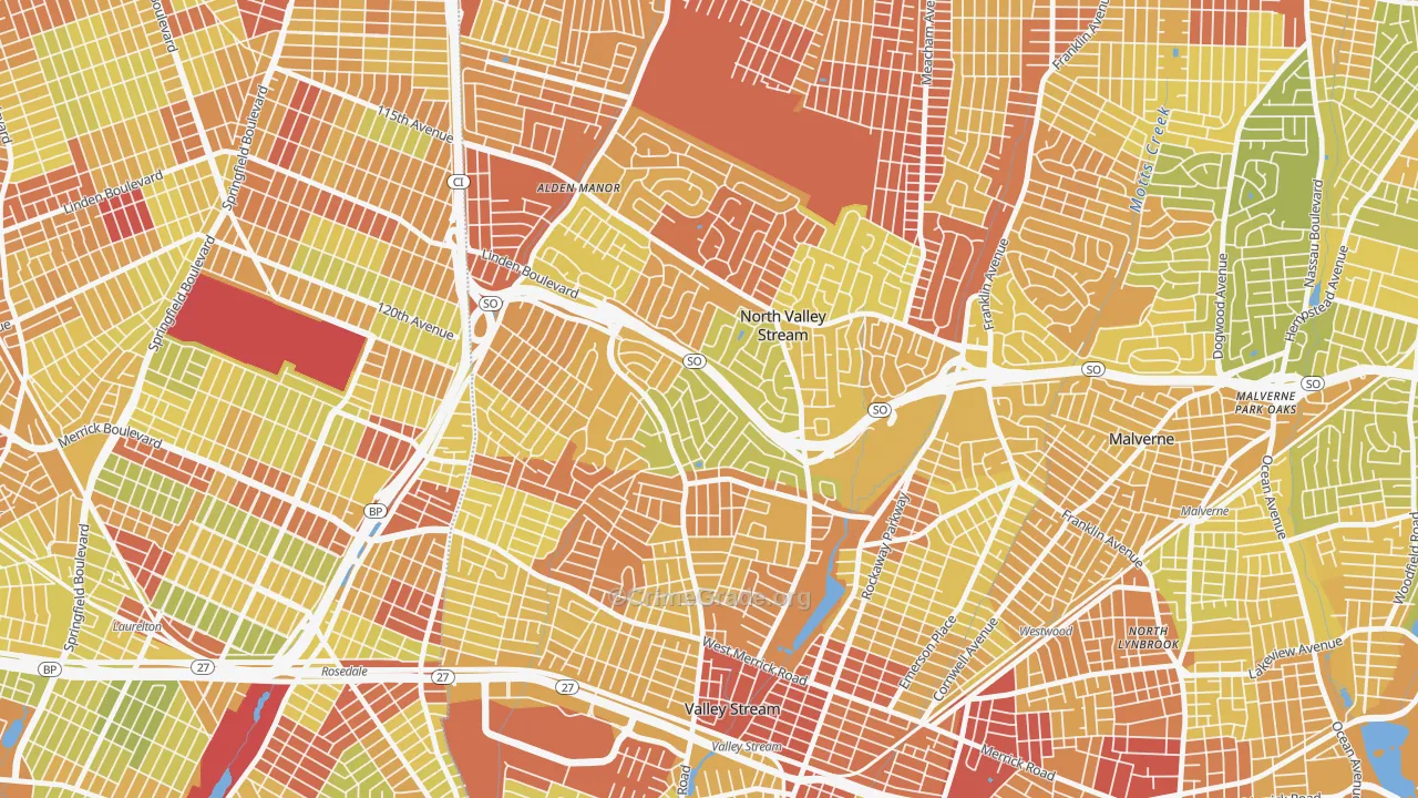 North Valley Stream, NY Map of Vehicle Theft Rates