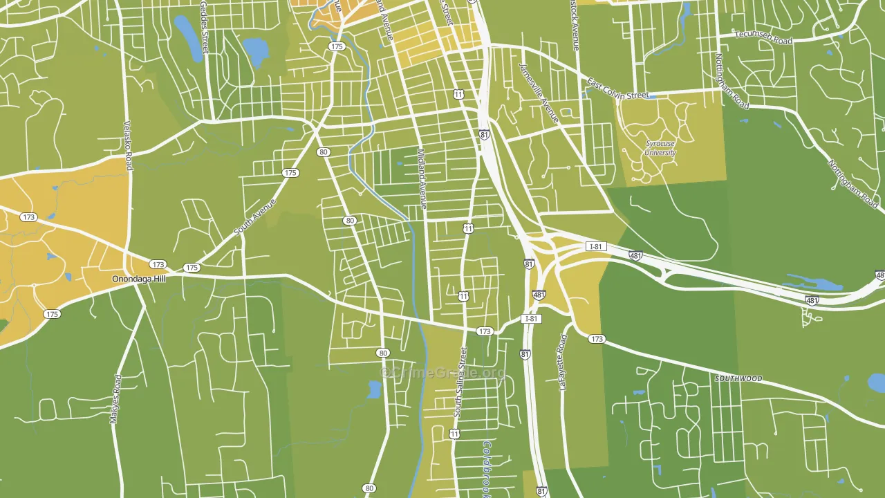 North Valley, Syracuse, NY Map of Vehicle Theft Rates