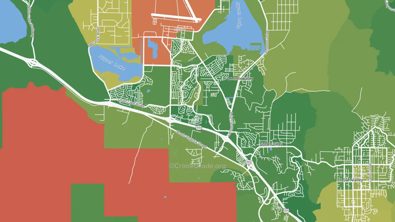 North Valleys, Reno, NV Map of Vehicle Theft Rates