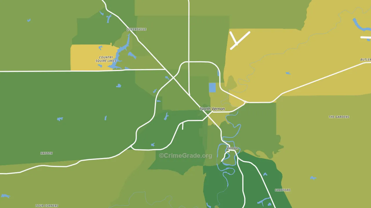 North Vernon, IN Map of Vehicle Theft Rates