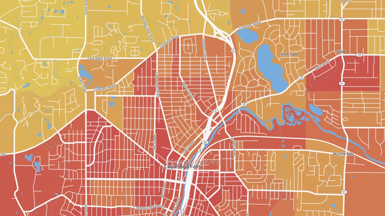 North Village, Cuyahoga Falls, OH Map of Vehicle Theft Rates