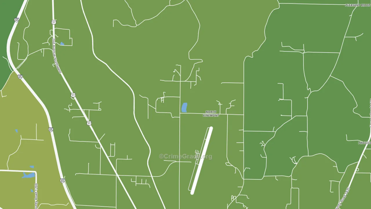 North Vinemont, AL Map of Vehicle Theft Rates