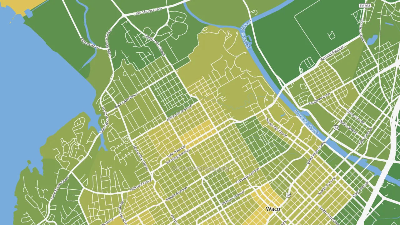 North Waco, Waco, TX Map of Vehicle Theft Rates