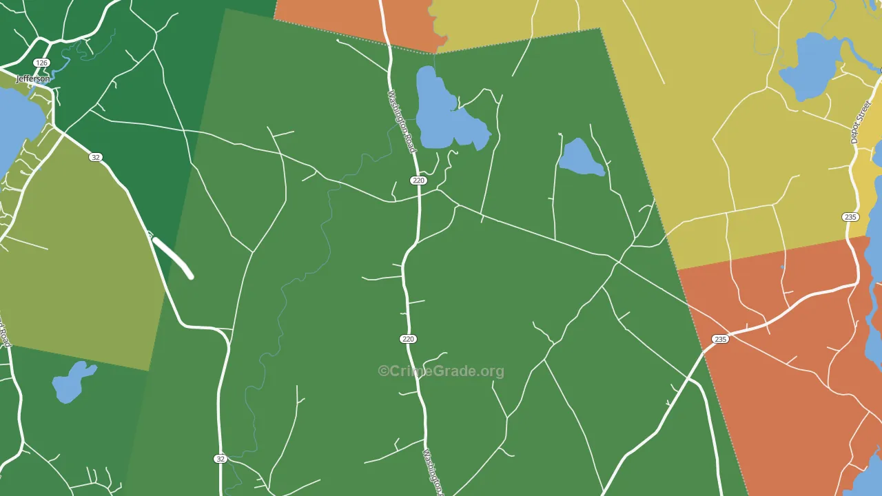 North Waldoboro, ME Map of Vehicle Theft Rates
