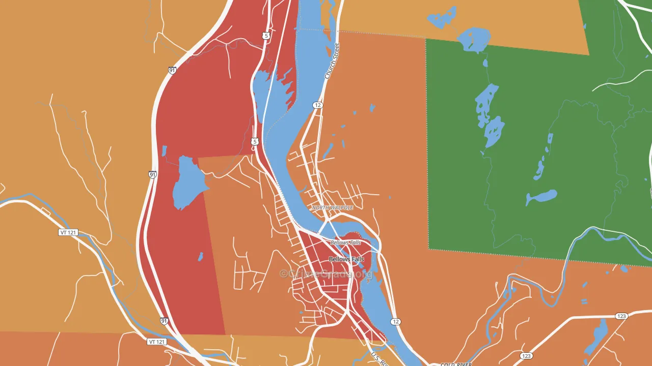 North Walpole, NH Map of Vehicle Theft Rates