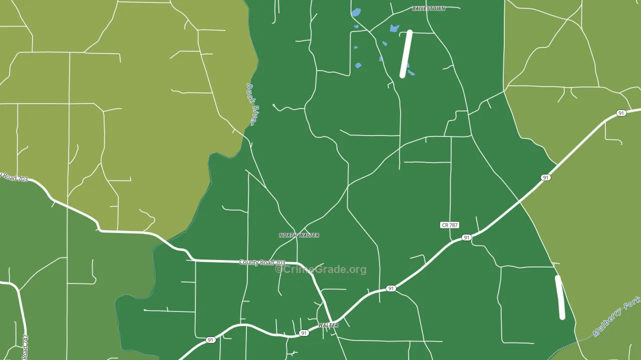 North Walter, AL Map of Vehicle Theft Rates