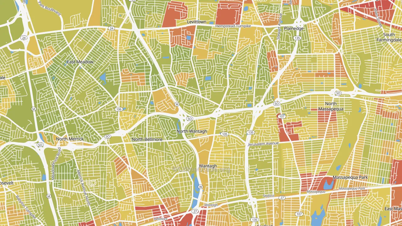North Wantagh, NY Map of Vehicle Theft Rates