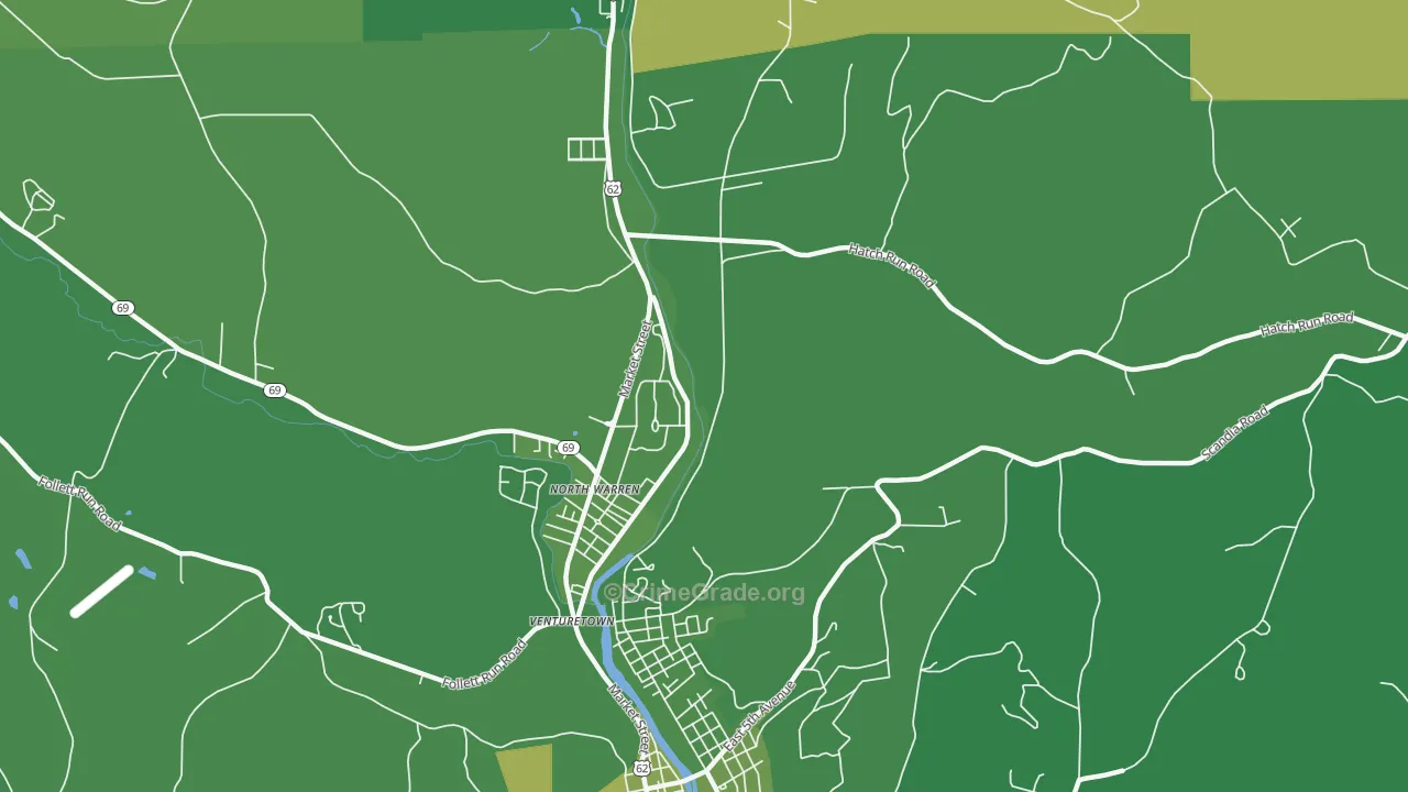 North Warren, PA Map of Vehicle Theft Rates
