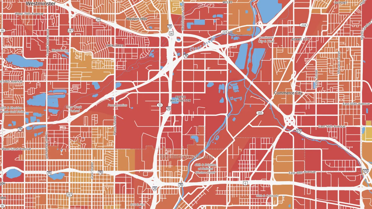 North Washington, CO Map of Vehicle Theft Rates