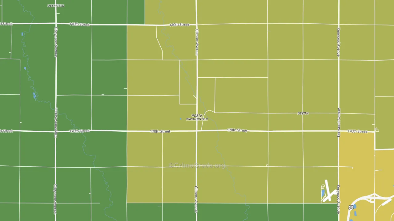 North Washington, IA Map of Vehicle Theft Rates