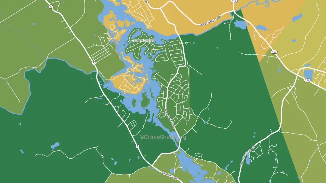 North Waterboro, ME Map of Vehicle Theft Rates