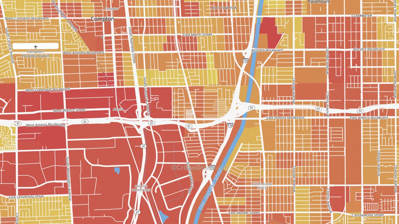 North West Long Beach, Long Beach, CA Map of Vehicle Theft Rates